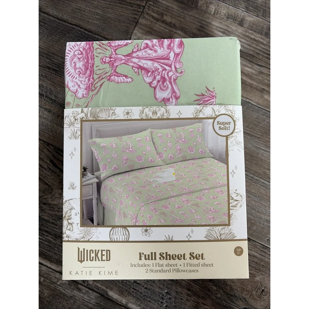 Wicked Katie Kime‎ FULL Sheet Set 4 Pc Set Super Soft Green